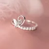 Ringos de cluster Softpig Real 925 anel de borboleta de zircão de prata esterlina para mulheres charmosas minimalistas de jóias finas da moda Bijoux