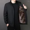 Men's Jackets Autumn And Winter Jacket Business Casual Office Dress Coat Solid Color Plus Fleece Cotton Warm Wool Lined Top