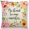 Pillow Flowers Leaf Decorative Letters Throw Case Warm Words Floral Pattern Covers Classics Famous Phrases Cover