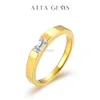 Wedding Rings Attagems Nieuwe D/VVS1 Emerald Cut 0.3ct Moissanite Diamond Ring For Women Man S925 Zilvergouden vergulde verloving Fijne sieraden cadeau 240419