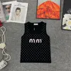 Full Rhinestone Tanks Top For Women Letter Embroidered Knitted Vest Sleeveless Vests