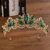 KMVEXO Baroque Gold Blue Color Crystal مجوهرات الزفاف مجموعات Rhinestone Tiaras Crown Marrings Netlace Set Wedding Dubai Jewelry 240419