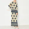 Casual Dresses Women's Pocket Muslim Ethnic Print Elements Lose Elegant Fashion Party Plus Size Outfits 2024