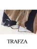 التنانير Trafza الرجعية عالية الخصر الأمامية مطوية للسيدات الظهر السوستة الظهر تنورة غير رسمية الصيف الأزياء المطبوعة أزياء الشارع