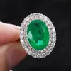 Biżuteria Vintage Pierścień naśladuje Emerald Paraiba Kolor Temperament Pierścień