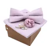 Fast färg Super Soft Suede Men Cotton Bow Tie Handkakor Brosch Set Bowtie Bowknot Pink Blue Butterfly Wedding Novelty Gift3292484