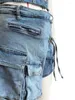 Traccettaci da donna Donne Cargo Denim da 2 pezzi Set singolo a petto canova senza spalline Tops multipli Shorts Shorts Shorts Stretch Jeans Culotte