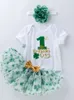 St. 2024 2024 Patrick's Baby Party Dress Girl Cartoon Letter Harper Green Tutu kjol set mode