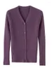 Magliette da donna addonee V-Neck Slim Cardigan Spring Autumn Merino Wool Sighi Solid Comfort Knitwear Korian Cloth