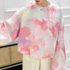 Nanyou Womens 2024 Spring Wear High End Fashion Silk Bubble Crepe Tie Dyed Printed Round Neck Shirt with Temperament and Aging Reduction