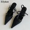 Eilyken Spring Brand Women Pumps Shoes Fashion Pleated Pointed Toe Ladies Elegant Slingback Sandals Zapatilla de Muje 240418