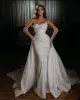 Elegant Silk Satin Mermaid Wedding Dresses Sexy Sweetheart Sleeveless Bridal Gowns Custom Made Detachable Train