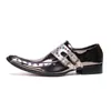 Chaussures habillées hommes Brogue Real Leather Business Formal Metal Crystal Slip on Wedding Prom Plus taille Silver