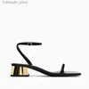 Sandals ZA 2024 new high-quality European and American womens shoes gold thick high heels and thin buckle decorative version Q240419