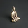 Halsbandörhängen Set mässingsmeditation Buddha staty av Sakyamuni dyrkar religiösa idoler på skrivbordet. Tillbehör för heminredning