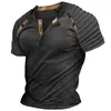 Men's T Shirts Summer Fashion V-neck Vintage T-shirt Thin Folded Short Sleeve Tees Tops Patchwork Color Lace Up Tshirts Man Clothing