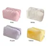 Cosmetic Bags Plush Makeup Large Capacity Soft Make Up Brushes Storage Case Solid Color Cosmetics Handbag Portable For Travel School