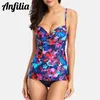 Swimwear féminin Anfilia Femmes Tankini définit les maillots de bain en deux pièces à imprimé floral rétro rembourré push up Bikini Bathing maillot