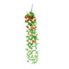 Dekorativa blommor Hög simulering Konstgjord siden Rose Flower Vine Hanging Vines Wall For Home Wedding Party Decoration Basket