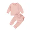 Clothing Sets 0-24M Toddler Kids Baby Boys Girls Clothes Spring Autumn Born Candy Color Sweatshirts Tops Pants Cotton Casual Tracksuits