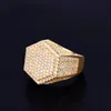 Bubble litera złoty kolor męskie pierścienie prawdziwy miedziany urok aaa sześcienna cyrkon biżuteria hip hop 240323