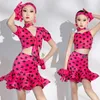 Bühne tragen lateinische Tanzkostüm Girls Rose Pink Dots Anzug Anzug Performance Kleidung Sommer Kinder Übungskleid Kleid BL12609
