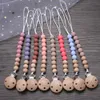 Fopspeen# Handmade Beech Wood Baby Pacifier Ketting Ronde Siliconen Kralen Infant Softase Soere clips Anti-Drop Dummy Holder Nipple Clipl2403