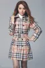 2024 designer dress lapel chic plaid fashion cardigan button dress size M-2XL