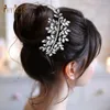 Haarclips A499 Kristallbraut Kamm Eleganter Strasshochzeit Ornamente Brautzubehör Schmuck für Frauen Tiara Clip