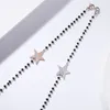 Charm Armband Rostfritt stål Rose Gold Crystal Star Armband Black Beads Chain for Women 2024 SMEWELL Gifts