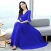 Abiti casual di base 7 colori Summer Vintage Vacate Maxi Abito Solido 2024 Donne Bodycon Party Evening Vestidos Chiffon Casual Beach Abito Midi 240419