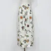 Linen printed half skirt is fashionable and versatile