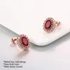 Pendientes de sementales Classic Red Crystal Pendiendo para mujeres Moda Rose Gold Color Fashion Cz Stone Jewelry Brinco Dwe108