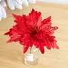 Decorative Flowers 25cm 6 Colors Artificial Glitter DIY Christmas Tree Ornaments Party Wedding Home Garden Decoration