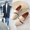 Casual Shoes 35-43 Plus Size Rope Knot Flats Woman Two Ways Wear Single Metal Buckle Decoration Mules Ladies Slip On Loafers Y623