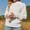 Women's Sweaters Women's solid color lantern sleeve half turtleneck sweater fashion loose Pullover Sweater Plus Size T Shirt tops