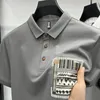 Camisa de algodão de seda de seda de seda de pólo masculino de homens