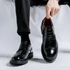 Casual Shoes Men Luxury Fashion Wedding Party Patent Leather Lace-up Derby Shoe Black Stylish Carving Brogue Sneakers Youth Footwear