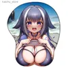 Muskuddar handled vilar vtuber hololive gaming kawaii tjej spelare 3d kiseldioxid gel handled vila sexiga bröst muspad skriver oppai mat pad y240419