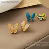 Womens Top Grade Vancelfe Original Designer Earrings Copper Plated Gold S Silver Needle Elegant Luxury Zircon Butterfly Earring Jewelry with Logo