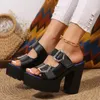 Dress Shoes High Heel Thick Fish Mouth Sandals Women's Square Head 2024 Summer Bottom Waterproof Platform Fashion Outer Wear