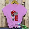 Camiseta feminina T-shirt Dia dos namorados Carta de amor imprimir moda casual shirs cool shirs unissex manga curta