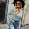 Ponts de femmes Spring New Slim Fit High Elasticity V-Neck Treot Bottom Shirt Design Feel Bubble Gandes à manches