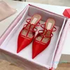 Women Mini Studs Mule Pointed Toe High Heels Party Wedding Lady Summer Luxury Walking EU35-43