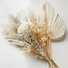 Dekorativa blommor Söt torkad babybreath Bukett för rum Dekor Cake Palm Leave Nature Reed Wedding Floral Arrangemang