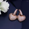 Stud Earrings ThreeGraces Fashion Rose Gold Color Micro Pave Cubic Zirconia Heart For Ladies Trendy Wedding Party Jewelry ER175