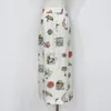 Linen printed half skirt is fashionable and versatile