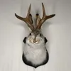 Antlers Rabbit Head Statue Home Decoration 3D Abstract Sculpture Wall Hang Decor Animal Statues Living Room Mural Art Craft 240418