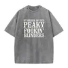 T-shirts pour hommes Peaky Fookin Boulines vintage Shelby Brothers Vintage T-shirt Wash Vintage Mens Côtes courtes T-shirt Black Mens Plus taille J240419