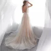 Eve of Milady 2024 Wedding Dresses Jewel Neck Tulle Sash Boho Bridal Gowns Open Backless Wedding Dresses Sexy Lace Beach Wedding Gowns